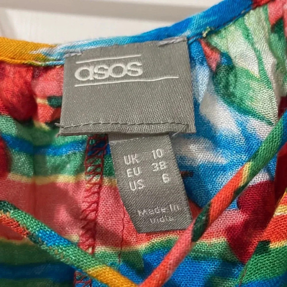 Asos Sleeveless Bright Coloured Floral Tie front top With Tie straps Size 6 - Picture 4 of 7